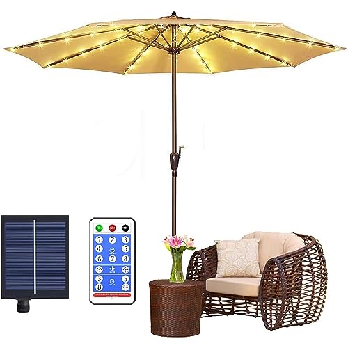 104 LEDs Solar Sonnenschirm Beleuchtung mit Fernbedienung, 8 Modi Solar LED Sonnenschirm Lichter, IP67 Wasserdichte Umbrella Lights Ideal für Außen und Innen Dekoration