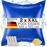 bonsport 2 x Poolkissen XXL Winter 120x120cm - JETZT NEU: DOPPELT VERSCHWEISST - Luftkissen zur Pool Überwinterung Kissen groß - Poolpolster Winterkissen, blau