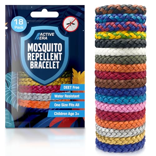 Active Era Mückenschutz Armband (18 Stk), Mückenabwehr Outdoor, Camping - Mückenarmband für Kinder & Erwachsene - Natürlicher Anti Mücken Schutz, Wasserfest, 10 Tage Schutz, 100% DEET frei - Bunt