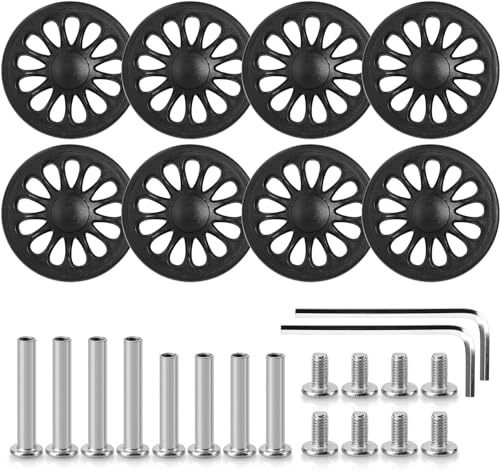 Volein 8 Stück Kofferrollen Ersatzrollen 50x11mm Koffer Ersatzrollen Schwarz Verschleißfeste Gummi Ersatzräder für Koffer mit Doppelrollen(Schwarz-V6)