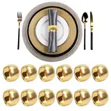 Serviettenringe Gold, 12 Stück Elegante Metall Serviettenring Serviettenschnallen Blätter, Serviettenring Gold für Weihnachten Hochzeitsfeier Abendessen Jubiläum Tischdekoration