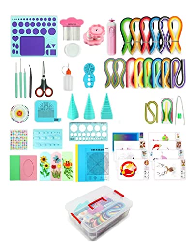 Komplett Quilling Set mit Quilling Papierstreifen und Quilling Zubehör Papier Quilling 1740 Streifen mit 3mm 5mm 10mm Quilling Werkzeug mit Aufbewahrungsbox Elektrischer Quilling Stift Quilling Brett