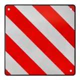 Reflektierendes PVC Warntafel, 2-in-1 Rot Weiß Gestreiftes Warnschild Italien Spanien Portugal, 50x50cm Warnschild mit Roten Weißen Streifen für Wohnmobil, Fahrradträger, Wohnwagen, Heckträger