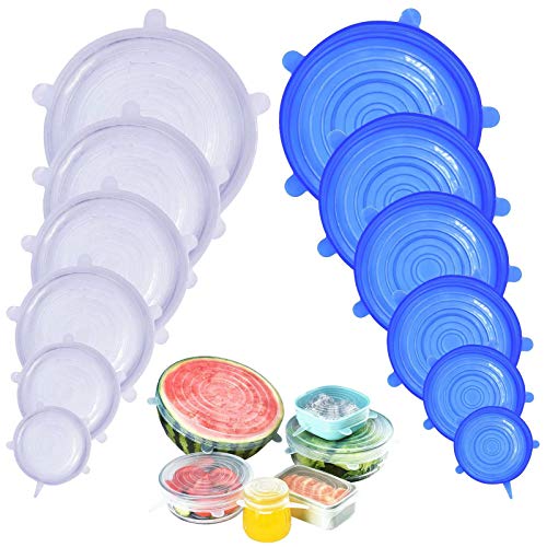 DigHealth Deckel aus Silikon, ausziehbar, BPA-frei, Universaldeckel in 6 verschiedenen Größen, für Mikrowelle, Backofen, Kühlschrank, Geschirrspüler, 12 Stück