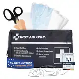 First Aid Only Kfz Verbandtasche DIN 13164 | Auto Verbandskasten als Erste Hilfe Set für HU (StVO-konform) | Notfalltasche für Auto und Motorrad | P-10019