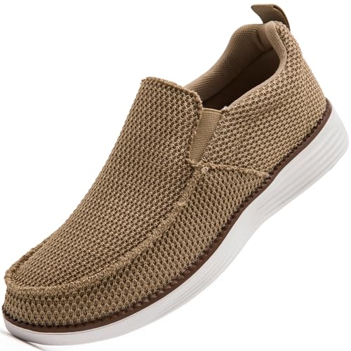 KTVHYW Herren Loafer Slip On Sneakers Slipper Schuhe Laufschuhe Mokassins Turnschuhe Sportschuhe Bequeme und Atmungsaktive Tennisschuhe-Khaki-43