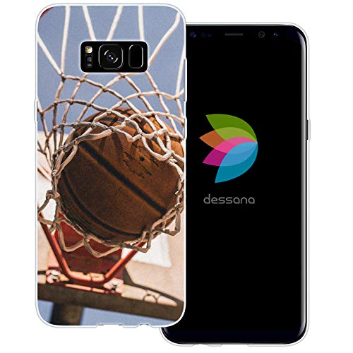 dessana Basketball transparente Schutzhülle Handy Case Cover Tasche passend für Samsung Galaxy S8 Korbwurf Tor
