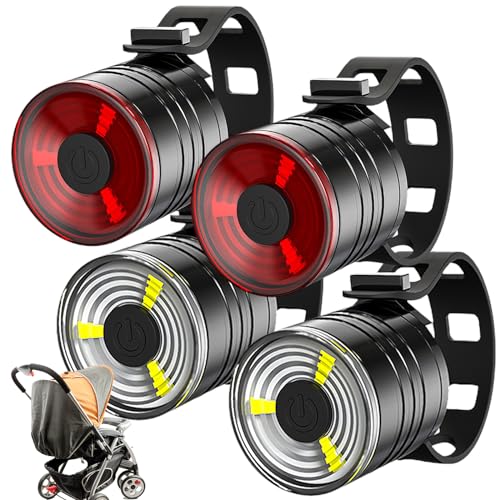 Sporgo 4 Stück Kinderwagen Licht: Kinderwagenlicht Batteriebetrieben LED-Kinderwagenleuchten mit 3 Lichteffekte, Wasserdicht Led Reflektoren Blinklicht für Alle Kinderwagen, Kinderwagen Zubehör (4PCS)