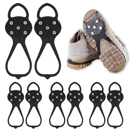 Gripper Spikes für Schuhe, 4 Paar Eisgriffe Cleat Silikon Steigeisen Schuhe Abdeckungen Outdoor Schnee Klettern Universal rutschfeste Greifer Spikes Anti-Rutsch über Schuh Durable Cleats