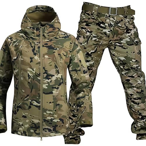 VBVARV Militärische Taktische Herren-Kampfuniform wasserdichte Armee-Kampfanzug-Sets Camouflage Softshell-Jacken-Hosen Jagdkleidung,Cp,XL