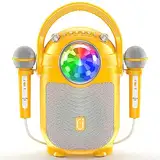 JYX Karaoke Machine für Kinder, Bluetooth Karaoke Anlage mit 2 Mikrofonen, Tragbares Bluetooth Lautsprecher mit LED-Lichtern für Heimparty, Geburtstagsgeschenke für Mädchen und Jungen