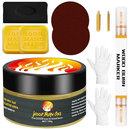 EIGTWEN Wooden Burning Paste Kit, Marcatore per Wood Burn Gel Set, Pirografo per Legno, Accurately & Facily Burn Disegni su Legno, Perfetto Ideale per Fare Regali, Artigianato, Studi d'Arte