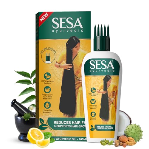 Sesa Ayurvedisches Haaröl | 5000 Jahre altes Kshir Pak Vidhi, Bhringraj & 17 seltene Kräuter mit 5 pflegenden Ölen | Alle Haartypen | KEIN Mineralöl | 200ml (1er Pack)