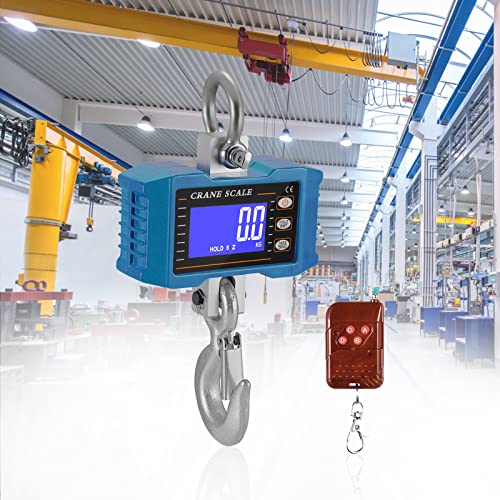 KKTECT 1T Hängewaage Wiederaufladbare superklare digitale Kranwaage 1000kg mit Fernbedienung hochpräzise elektronische Hängewaage Industrielle schwere elektronische Hakenwaage