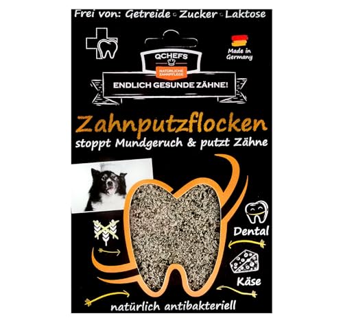 QCHEFS ZAHNPUTZFLOCKEN Hund Zahnsteinentferner von der Schleckmatte oder Futternapf, Zahnpflege ohne Hundezahnbürste, Zahnpasta oder Dentalspray