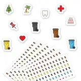 MEJOSER 504 Stück Mülltonnen Aufkleber Kalender 2025 Selbstklebend Sticker für Wandkalender Jahreskalender Mülltrennung Geburtstag Urlaub Arzt Müllabfuhr Abfuhrkalender
