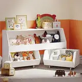 Spielzeugtruhe Organizer für Kinder Jungen Mädchen, Multifunktionale Aufbewahrungsbox mit Bücherregal und Beweglichen Schubladen, Spielzeugkiste Kleinkinder für Spielzimmer Schlafzimmer Kinderzimmer