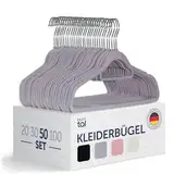 Blumtal Kleiderbügel 50 Stück - Kleiderbügel Samt 360° drehbar und belastbar - Kleiderbügel platzsparend und rutschfest - Kleiderbügel Grau mit Samtbezug - Samtbügel - Kleiderbügel Samt Grau - Bügel