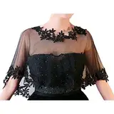 CHIC DIARY Elegant Stola Umschlagtuch Brautkleid Umhang Spitze Tüll Cape Retro Lace Boleros für Abendkleid Cocktaikleid