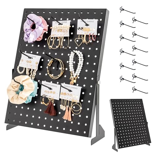 ODOXIA Peg Board | Stecktafel Display Ständer als Verkaufsständer, Stecktafel Wand Organizer, Lochplatte Büro, Schmuck Verkaufsständer usw. | Pegboard Set mit Pegboard Zubehör Haken schwarz, Steckwand