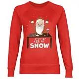 wowshirt Damen Sweatshirt Let It Snow Santa Weihnachtsmotiv Weihnachten Nikolaus, Größe:S, Farbe:Red