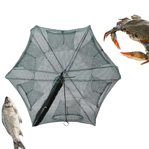 Changyeah Fischernetz,6 Loch Reusen für Fischfang Faltbare,Faltbare Köder-Fischreuse,Faltbare Krabbenfischfalle Guss,zum Fangen von Fischen, Garnelen, Krabben, Langusten
