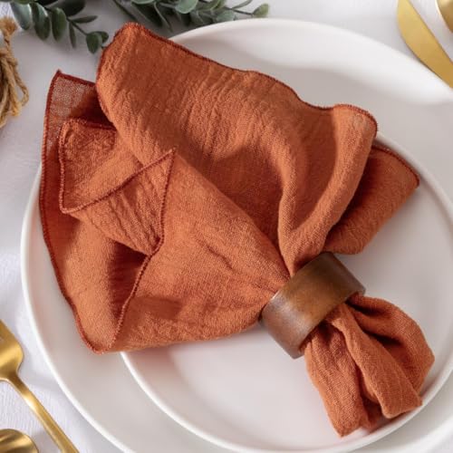 MLMW Terrakotta-Stoffservietten, Set mit 10 Baumwollleinen, waschbar, 41 x 41 cm, für Vintage-Hochzeit, Party, Babyparty, Brautparty, Geburtstag
