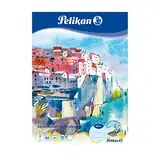 Pelikan Aquarellblock DIN A4, 150g/m², Malblock mit 20 Blatt Aquarellpapier, weißes Papuer in FSC-Mix-Qualität, 236812