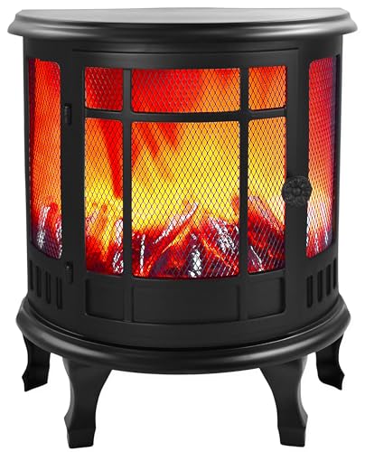 LED-Kamin Nostalgie | Deko Kaminfeuer | Tischkamin elektrisch | batteriebetrieben | ohne Heizung | realistischer Feuer-/Flammen-Effekt | 35,5x30cm | schwarz