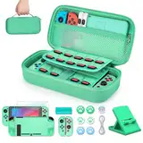 Younik Switch Zubehör Bundle, 16 in 1 Switch-Zubehör-Set enthält Switch Tragetasche, Schutzhülle für Konsole & J-Con, Bildschirmschutz, Verstellbarer Ständer, Switch Game Case und mehr