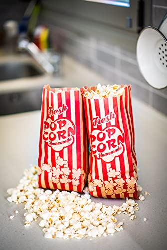 Popcorn-Beutel 1,5oz–Großpackung mit 100 mittelbraunen und roten einzelnen Popcorn-Papiertüten–Movie-Night-Box, Mini-Snack Boxen, Konzessionsstand, Party/Spielzubehör–Goodie-Box-Schüssel–STOP TO SHOP!