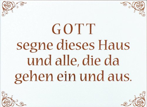 °° Keramikfliese "Gott segne dieses Haus..." 20x15cm (ohne Rahmen)