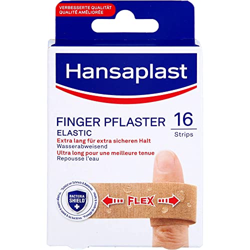 Hansaplast Elastic Fingerstrips Pflaster (16 Strips), extra lange Wundpflaster speziell für Wunden an den Fingern, flexible und atmungsaktive Fingerpflaster