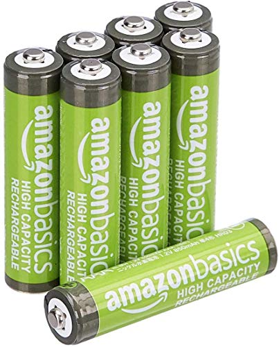 Amazon Basics AAA-Batterien mit hoher Kapazität, 850 mAh, wiederaufladbar, vorgeladen, NiMh, 8 Stück