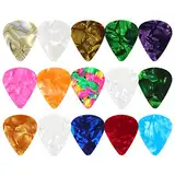 Redamancy 15 Stück Plektren Plectrum, Celluloid Guitar Picks, 0.46/0.71/0.96mm 3 Verschiedene Gitarren Plektren, Plektrum für Akustikgitarre, E-Gitarre, Bass