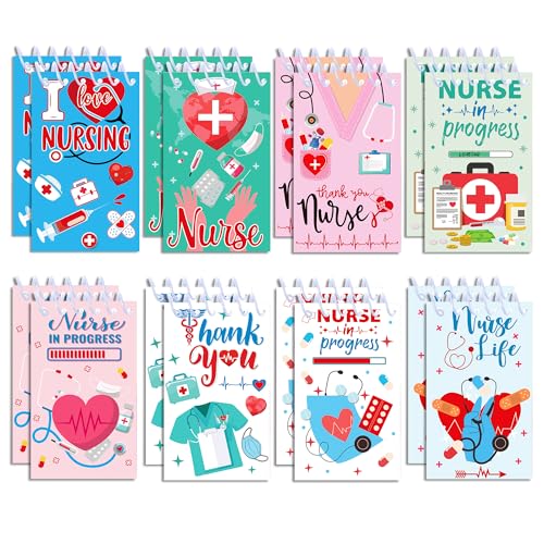 16 Stück Krankenschwester-Notizblöcke, Mini-Notizblöcke, blanko, Spirale, Taschen-Notizblöcke, medizinisches Tagebuch, Notizbuch, Krankenschwester, Studenten, Geschenke, Tagesplaner für die Schule im