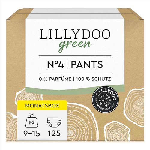 LILLYDOO green umweltschonende Pants, Größe 4 (9-15 kg), Monatsbox (125 Stück) (FSC Mix)