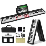 VEVOR E Piano 88 Tasten Faltbares Digital Piano Bluetooth MIDI tragbares elektronisches digitales Klappklavier mit Sustain-Pedaltasche berührungsempfindlichen Tasten Kopfhörern wiederaufladbar Schwarz