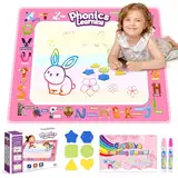 Gifitizi Kinderspielzeug ab 1 2 3 4 Jahre, Wassermalmatte Spielzeug ab 1 2 3 4 Jahre Mädchen Malmatte mit Wasserstift Geschenk Mädchen 1 2 3 4 Jahre Wassermalbuch Wasser Graffiti Matte(78 x 58 cm)