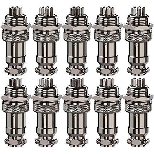 CLDIY GX16 8 Pins Panel Metallmontage Rund Metall Aviation Stecker Adapter Buchse Männlich Weiblich Stecker (10 Stücke)