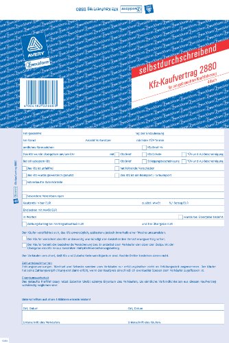 Avery Zweckform 2880-5 Kaufvertrag A4 KFZ 4fach SD 5er Pack