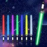 Moocuca Lichtschwert Kinder, Laserschwert Kinder, RGB 7 Farben Led Lightsaber mit Licht und Sound, Cosplay Spielzeug Einziehbares Laserschwert Kinder, Halloween Laserschwerter für Kinder