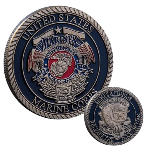USMC Marine Corps Gifts for Men USMC Challenge Coin Semper Fidelis Release The Dogs of War for US Marine Veteran
