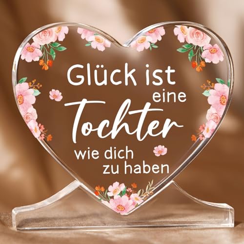 Niyewsor Geschenke für Tochter, an Meine Tochter - Herzförmiges Acryl-Plakette Dekoration, Tochter Geschenke von Mama, für Meine Tochter Geschenk Geburtstag, Weihnachten