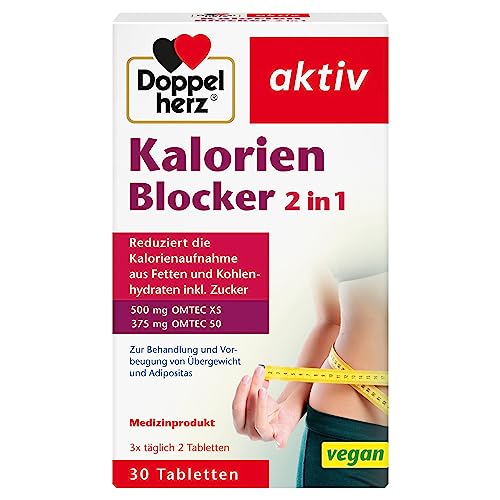 Doppelherz Kalorien Blocker 2 in 1 – Medizinprodukt zur Behandlung und Vorbeugung von Übergewicht und Adipositas – 30 vegane Tabletten