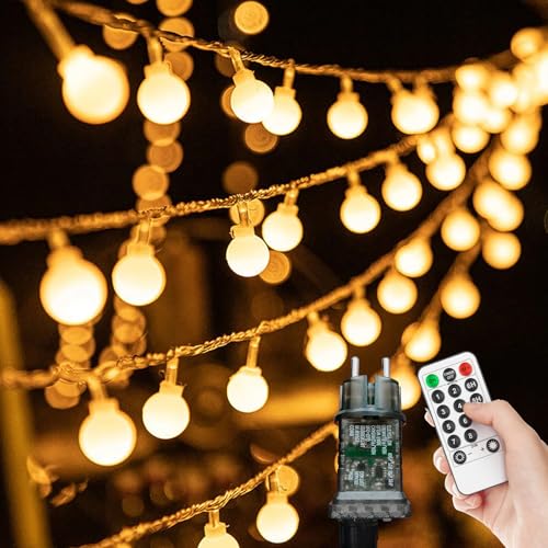 Lichterkette Außen Innen - 39M 300 LED Kugel Lichterkette, Outdoor Strom Lichterketten mit 8 Modi IP44 Wasserdicht, Ideal für Kinderzimmer, Gartenbeleuchtung, Partybeleuchtung, Terassen Balkon Deko