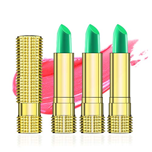 KYDA 3Pcs Temperatur Lippenstift,Lang Anhaltender Feuchtigkeitsspendender Temperatur ändern Farbe Lippenbalsam, Crystal Jelly Lippenstift, Wasserdicht und nicht leicht zu verblassen