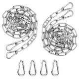 FTXanty Kette Edelstahl Stahlkette 2 Pcs 2mm 2m Kettenglieder Edelstahl Ketten + 4 pcs Karabiner Gliederkette Verlängerungskette für Aufhängen Ankerkette Haengematte -Alle 4m