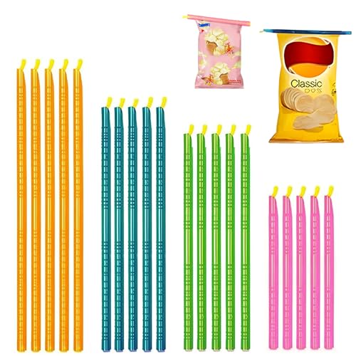 AMSGANK 20 Stück Verschlussklammern für Beutel, 29/23/19/12cm Tütenclips Verschlussclips Bag Sealer Sticks Küche Dichtungsclip Beutelclips, Feuchtigkeitsbeständig und Wiederverwendbar