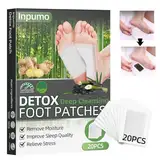 Inpumo Detox Fußpflaster Entgiftung,20 Stück Entgiftungspflaster Füße, Natürliche Fußpads Deep Cleansing Foot Pads，für Stressabbau & Tiefschlaf，Entfernung von Giftstoffen und Reinigung des Körpers